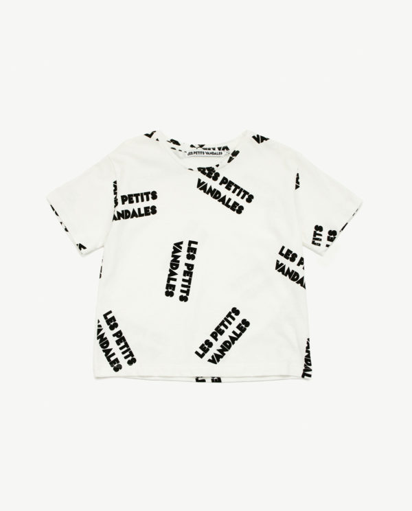 T-Shirt Kids Brand All Over Weiss von Les Petits Vandales