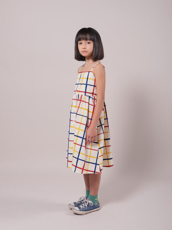 Kleid Kids Multicolor Checkered Woven Custard von Bobo Choses