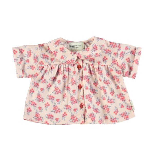 Bluse Baby Peter Pan Pale Pink With Flowers von Piupiuchick