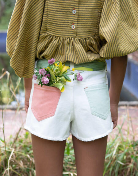 Shorts Kids Tricolor Off-white, Yellow, Pink & Green von Piupiuchick