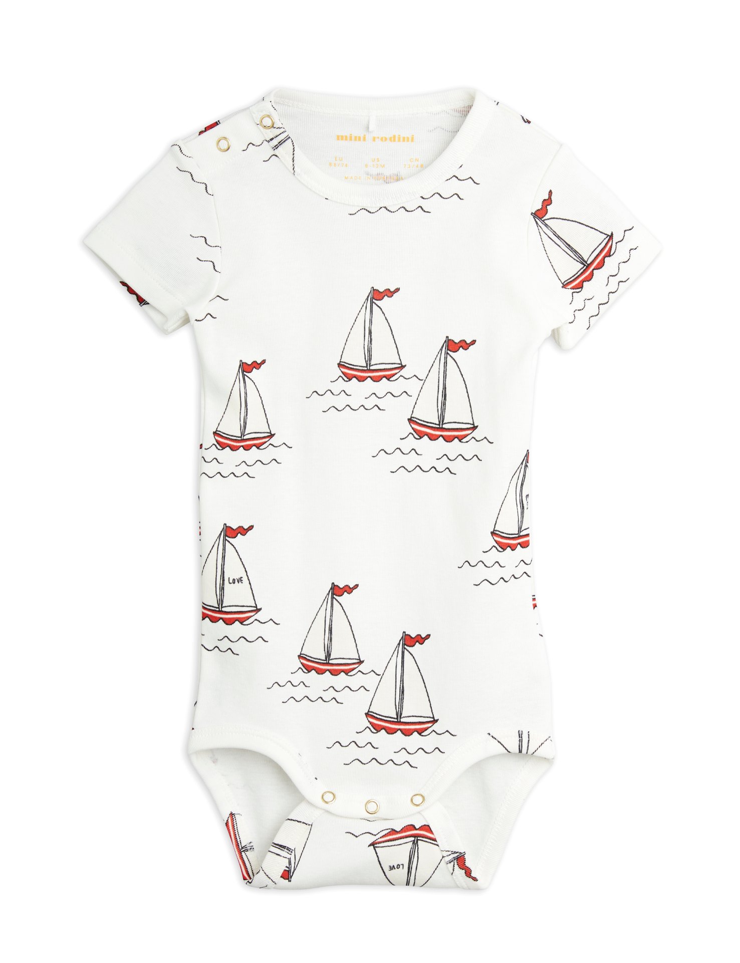 Kurzarm Body Baby Sailing Boats White bei Petite Puce kaufen