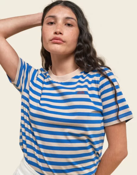 T-Shirt Stripes Dark Vanilla Real Blue von The Tiny Big Sister