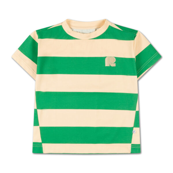 T-Shirt Kids Blond Green Block Stripe von Repose AMS