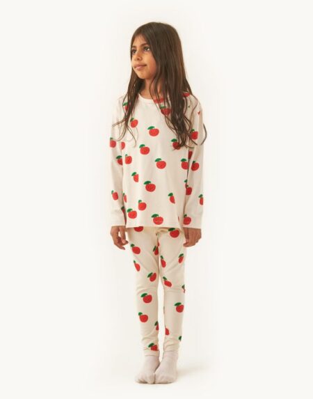 Pyjama Kids Apples Sandstone Deep Red von Tinycottons