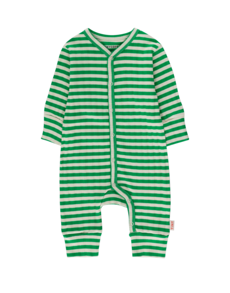 One-Piece Baby Stripes Grass Green von Tinycottons