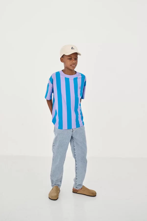 T-Shirt Kids Bright Blue Block Stripe von Repose AMS