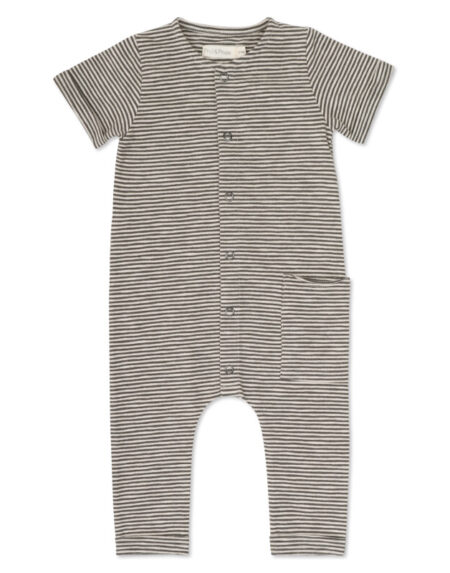 Kurzarmjumpsuit Baby Stripes Graphite von Phil & Phae