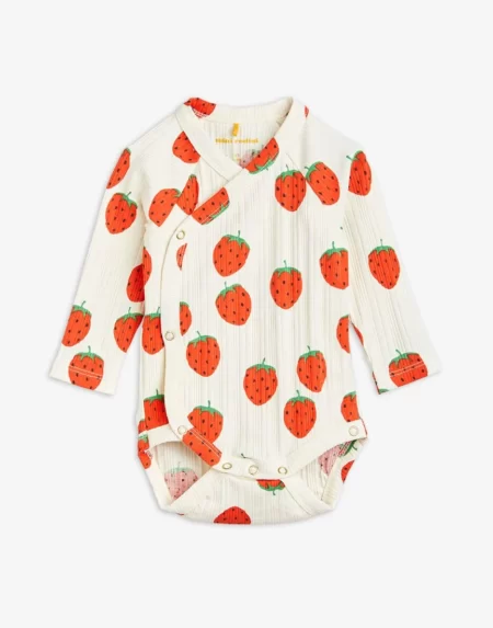 Wickelbody Baby Strawberries Offwhite von Mini Rodini
