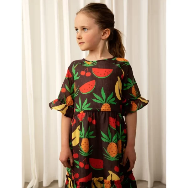Kleid Kids Fruits AOP Woven Brown von Mini Rodini