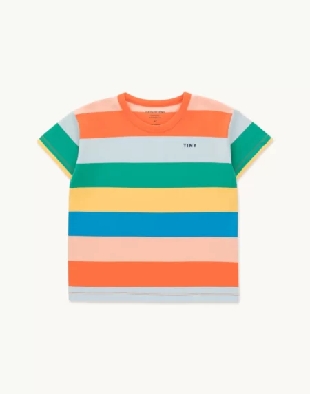T-Shirt Kids Stripes Papaya Washed Blue Yellow von Tinycottons