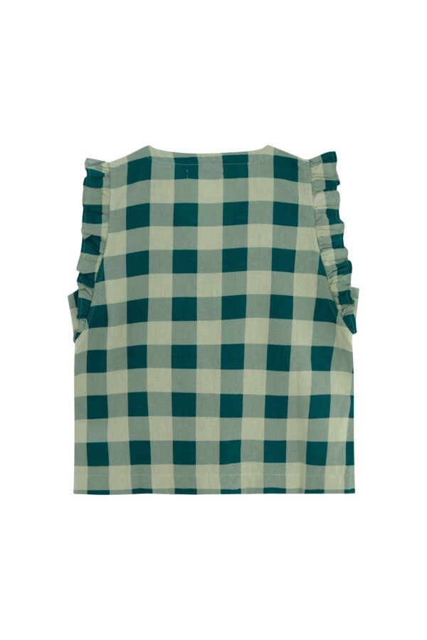 Bluse Adults Big Check Frills Pistacchio Teal von The Tiny Big Sister