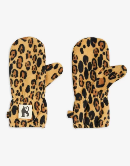 Handschuhe Kids Fleece Leopard Beige von Mini Rodini