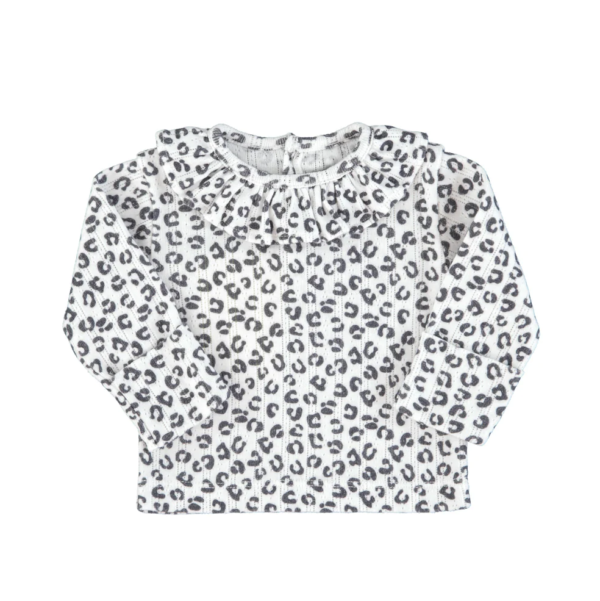 Shirt Baby Collar Ecru Animal Print von Piupiuchick