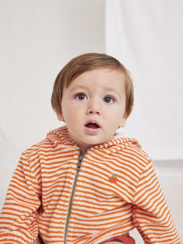 Hoodie Baby Orange Stripes Terry von Bobo Choses