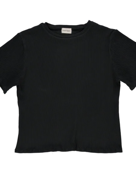 T-Shirt  Orgeat Côtelé Pirate Black von Poudre Organic