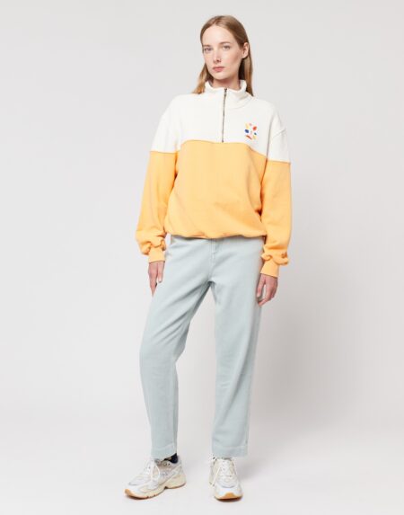 Sweatshirt Adults Color Block Zip Peach von Bobo Choses