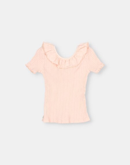 T-Shirt Kids Rib Collar Light Pink