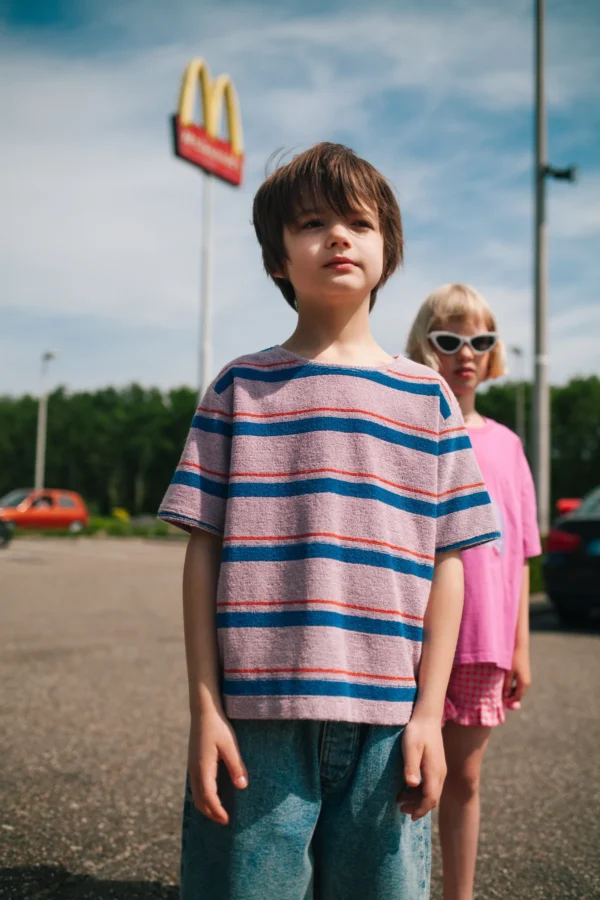 T-Shirt Kids Striped Towel Breezy Lilac von Daily Brat
